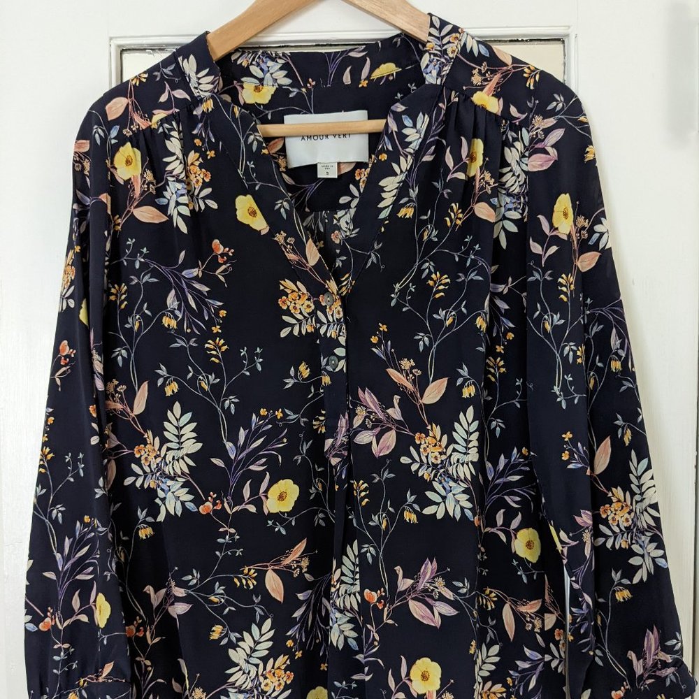Amour Vert Silk Floral Blouse